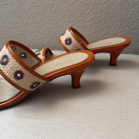 Aerosoles 2” Kitten Heel Slides, size 7M, “Sunbeam” Orange Combo, like new - Picture 8 of 15